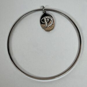 Silver-tone "D" Rhinestones Women's Fashion Bangle Bracelet NWOT